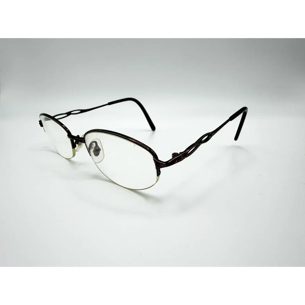Seiko T-3036 Women's Eyeglasses Frames Only Brown Titanium 52-18-140 Half Rim